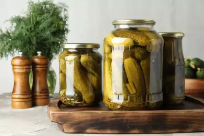 Glass jars of pickles