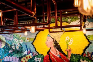 Karahi Boys' authentic Pakistani food | Farhee Chundrigar's mural at Karahi Boys Karahi Boys' authentic Pakistani food | Farhee Chundrigar's mural at Karahi Boys