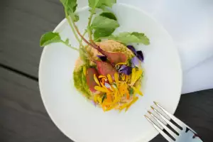 A vibrant dish at Restaurant Pearl Morissette A vibrant dish at Restaurant Pearl Morissette