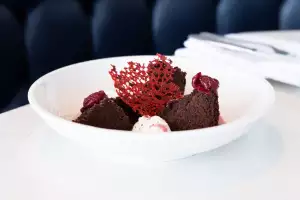 Chocolate and sour cherry dessert at 360 The Restaurant at the CN Tower Chocolate and sour cherry dessert at 360 The Restaurant at the CN Tower