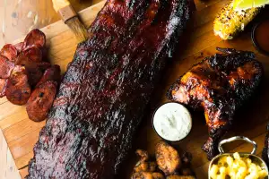 A barbecue platter at Smoque N’ Bones A barbecue platter at Smoque N’ Bones