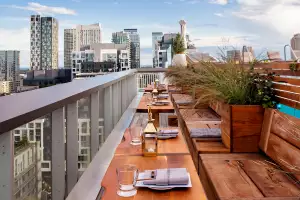 Best patios in Toronto | Seating with a view at Harriet's rooftop at 1 Hotel Toronto