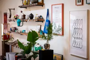 Supper clubs in Toronto | Shelves lined with pottery at Goji Studio Supper clubs in Toronto | Shelves lined with pottery at Goji Studio