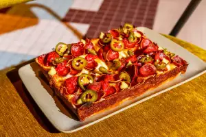 Proper Pepperoni Detroit-style pizza at The Joneses restaurant in Toronto Proper Pepperoni Detroit-style pizza at The Joneses restaurant in Toronto