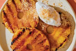 Vegan recipes for dinner | Desiree Nielsen's Grilled Pineapple with Toasted Coconut