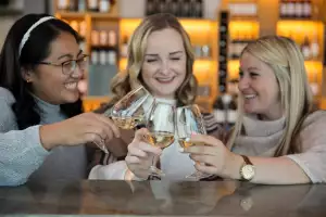 Ontario Wine Awards | Three people cheers glasses of wine at Lakeview Winery
