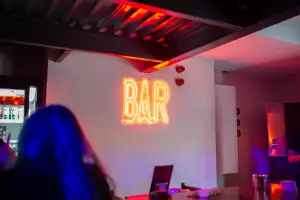 Durham Region day trips | A neon bar sign inside BOND|ST Snack Bar in Oshawa Durham Region day trips | A neon bar sign inside BOND|ST Snack Bar in Oshawa