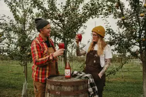 Ontario cider | Jenna Boucher drinks cider in the orchard at Two Blokes Cider Ontario cider | Jenna Boucher drinks cider in the orchard at Two Blokes Cider