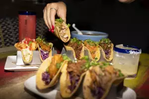 New restaurants in Toronto | Two trays of classic tacos and a margarita at Blanco Cantina in Toronto