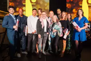 foodism ICON Awards | Hosts Katie Bridges and Krista Faist on stage with the winners of the foodism ICON Awards