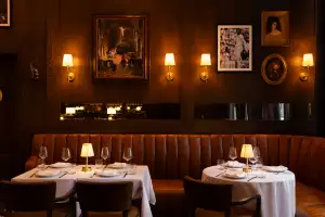 Best new Toronto restaurants | A moody banquette at Punch inside Le Germain on Mercer Street