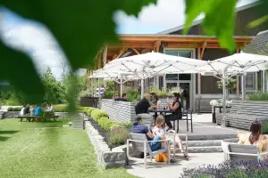 Nova Scotia wineries | The open-air terrace at Benjamin Bridge in Nova Scotia