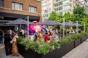 Best patios in Toronto | A shot of the patio at Waterworks Food Hall