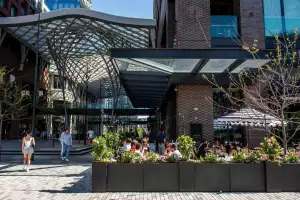The best patios: A view of La Plume's patio from across the street