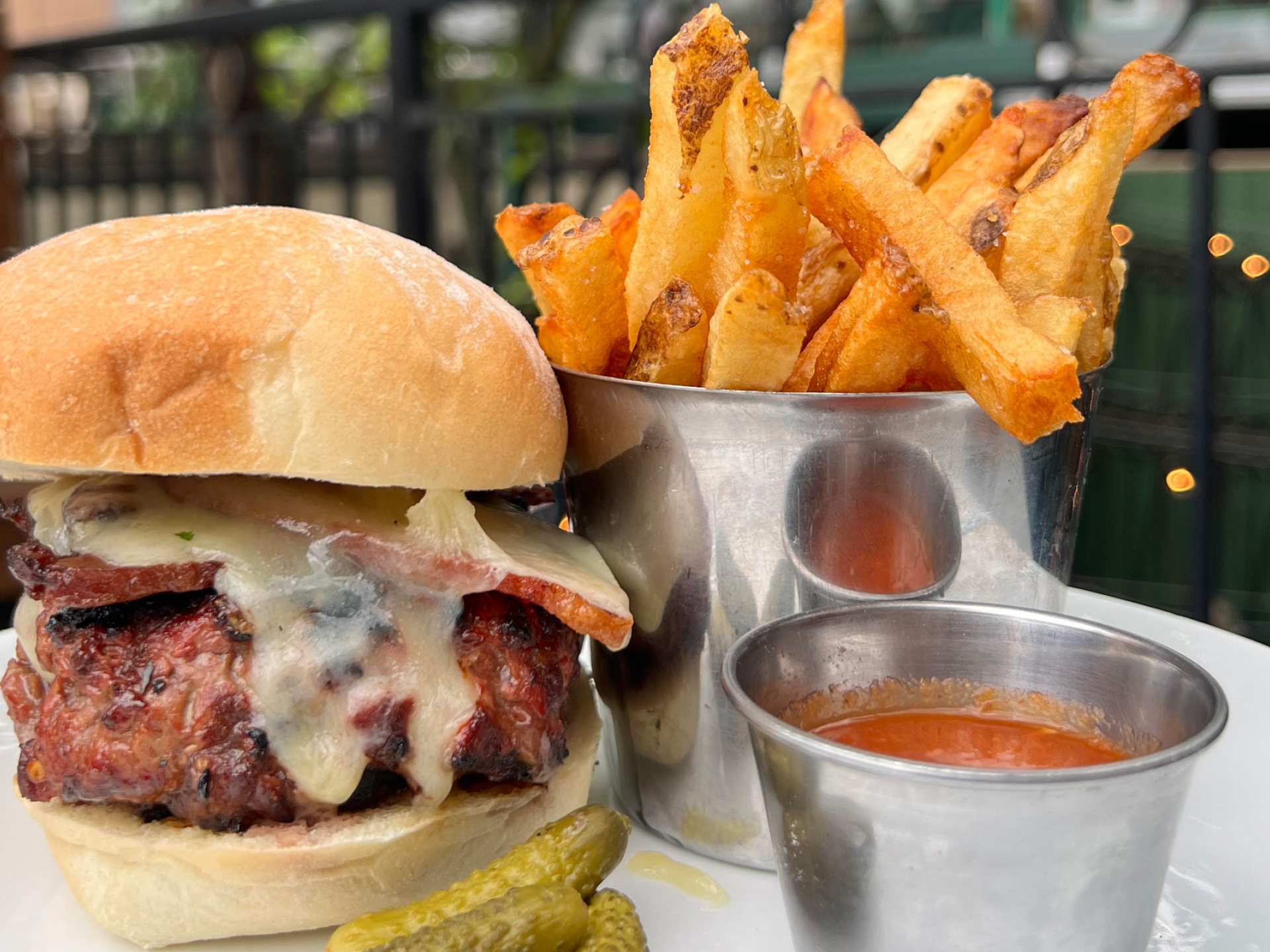 Best Yorkville restaurants | A burger and fries at The Oxley