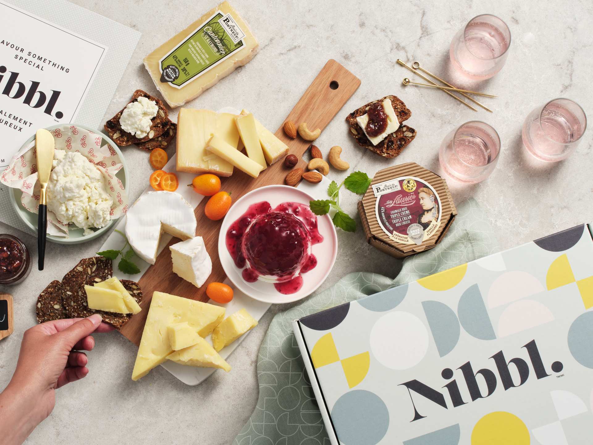 Canadian gift boxes | Overhead spread from Nibbl