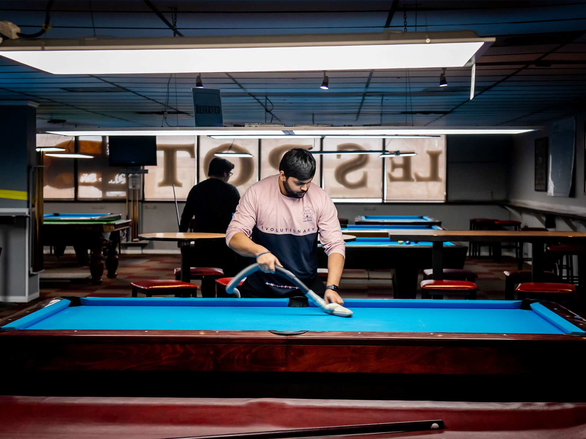 Best Scarborough restaurants | Cleaning the pool tables at Le Spot Billiard Lounge