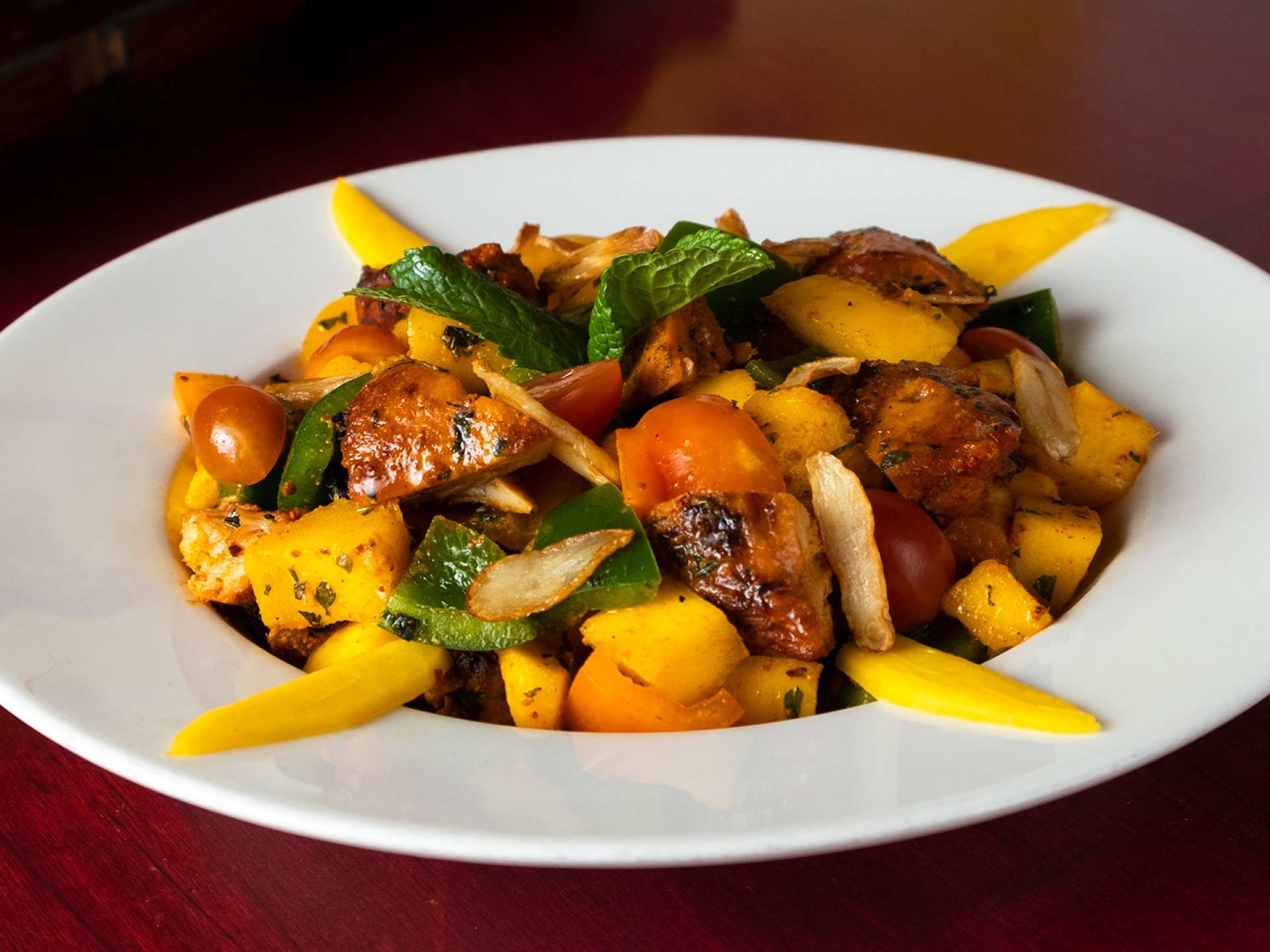 Khau Gully vegan menu | A chicken mango salad at Khau Gully restaurant Khau Gully vegan menu | A chicken mango salad at Khau Gully restaurant
