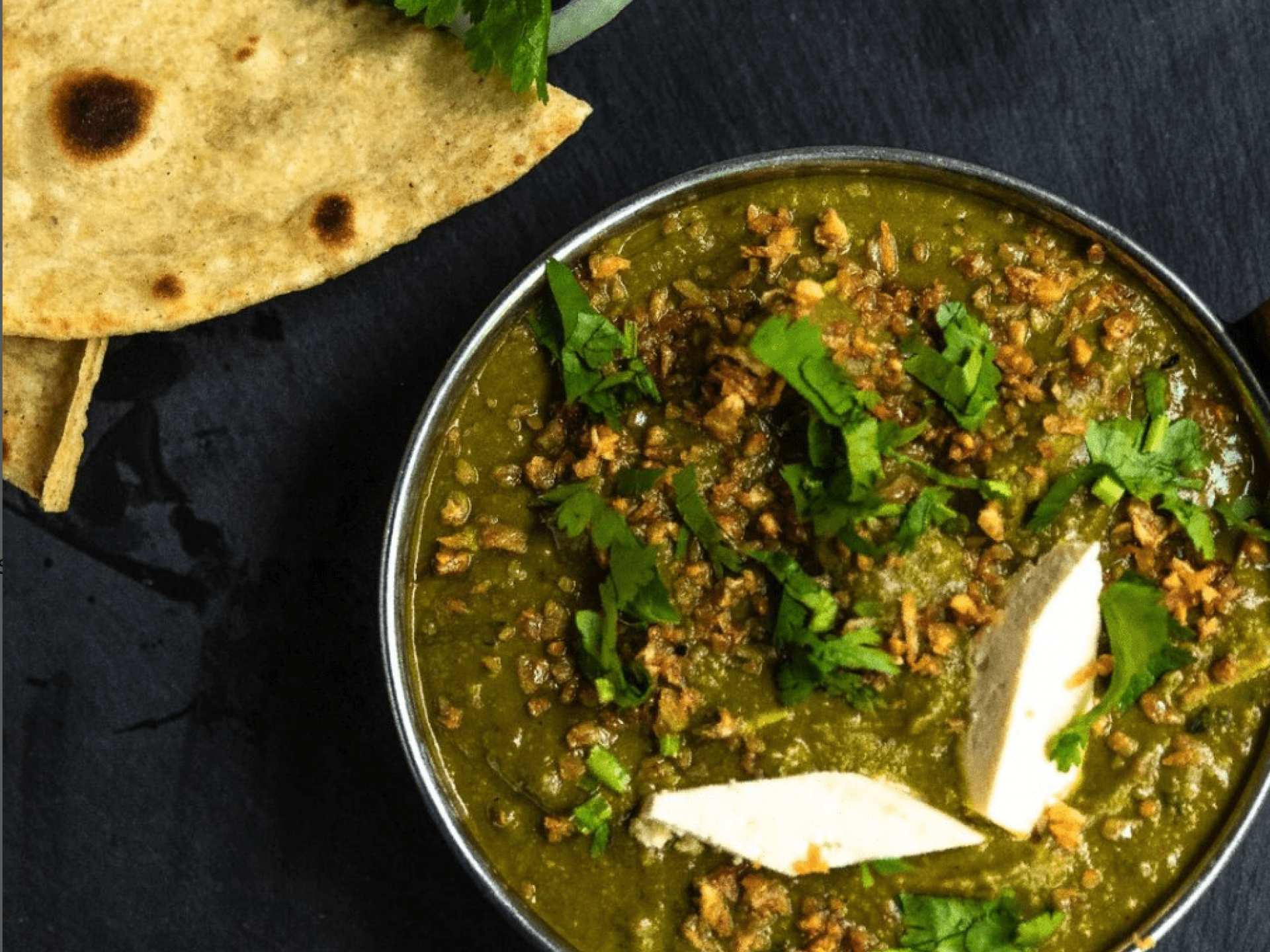Khau Gully vegan menu | Tofu with lentils at with parathas on the side Khau Gully vegan menu | Tofu with lentils at with parathas on the side