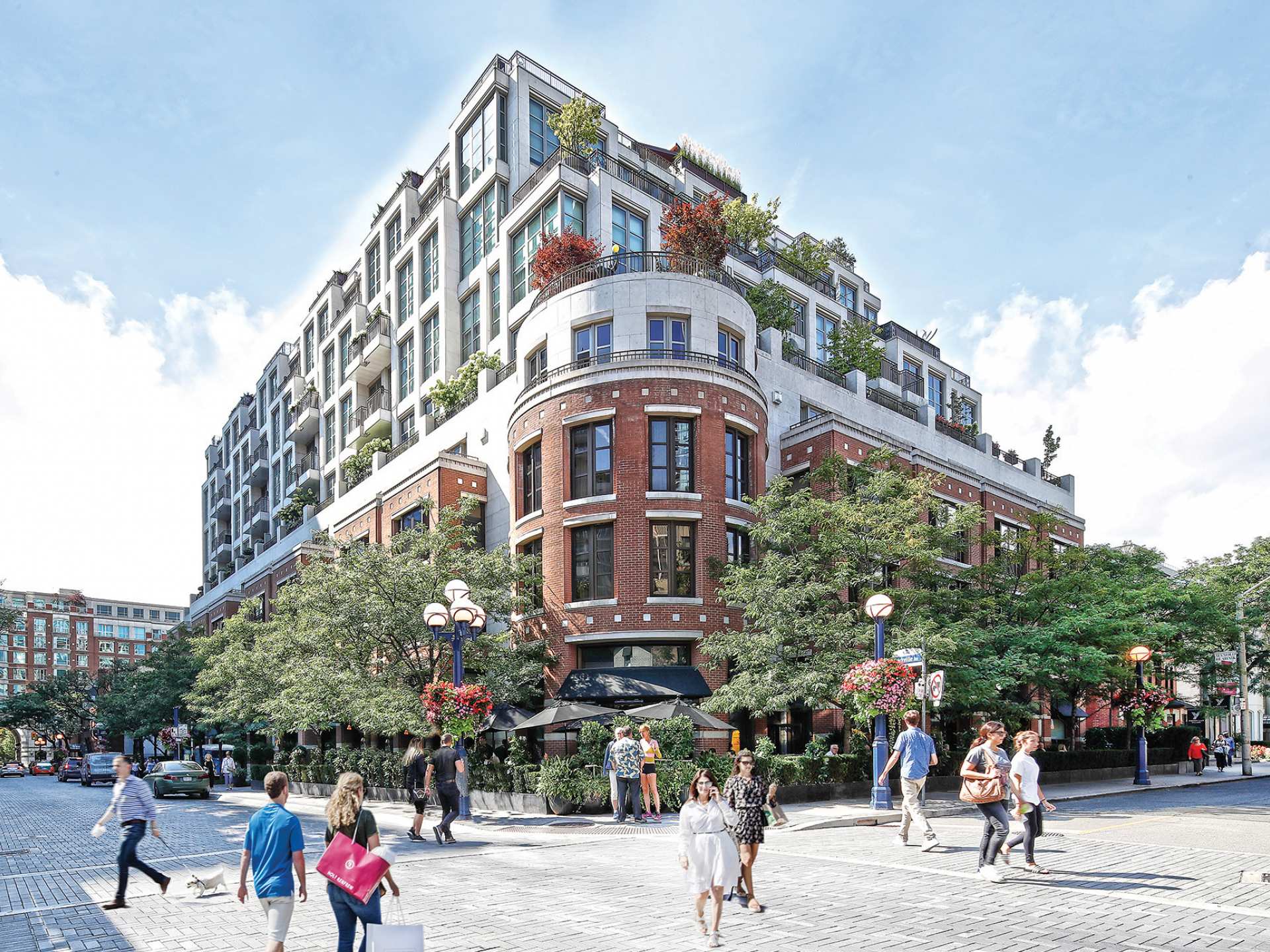 Best patios Toronto | The facade of the Hazelton Hotel