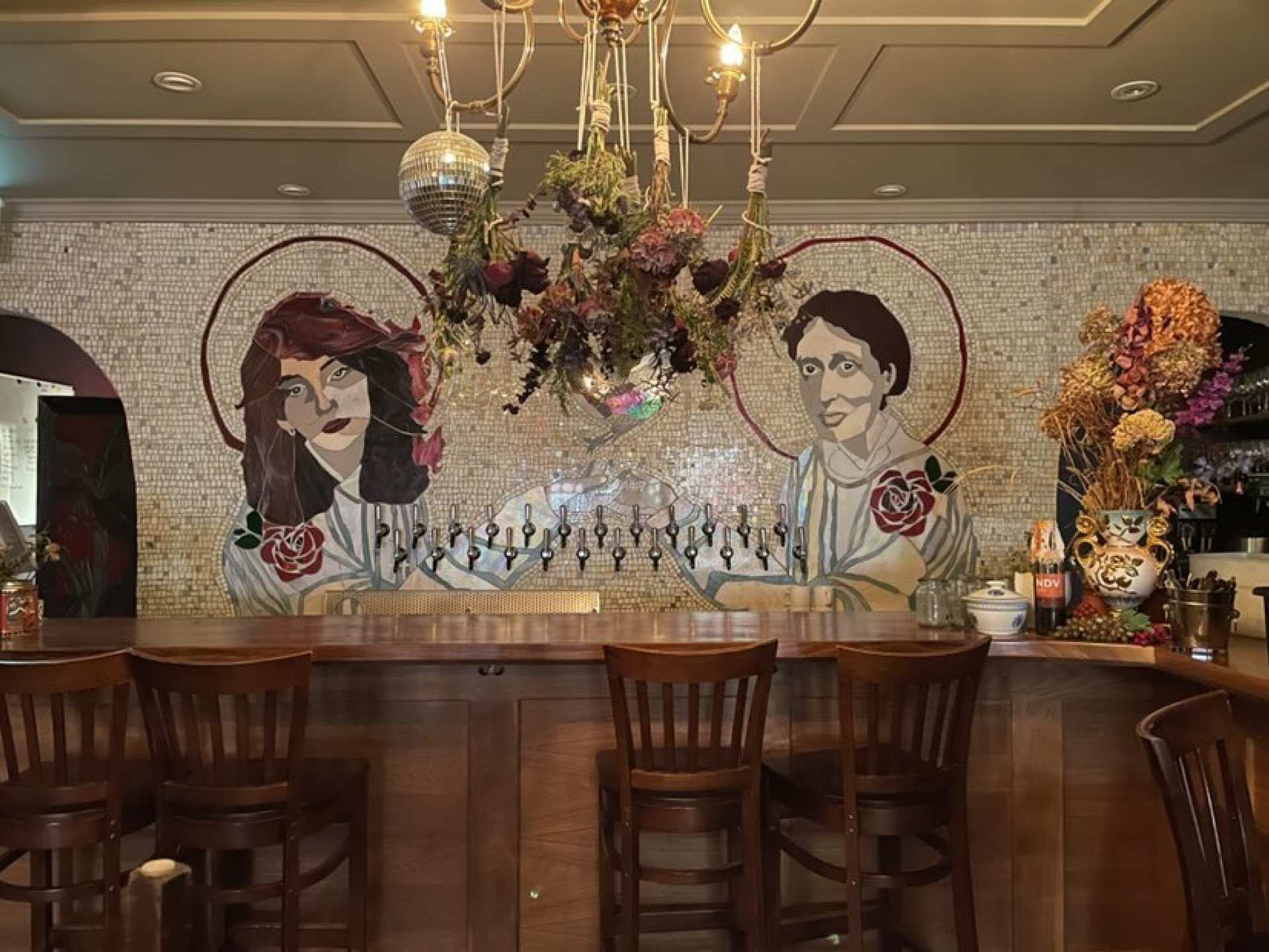 Best restaurants Toronto | A mural above the bar inside Lake Inez