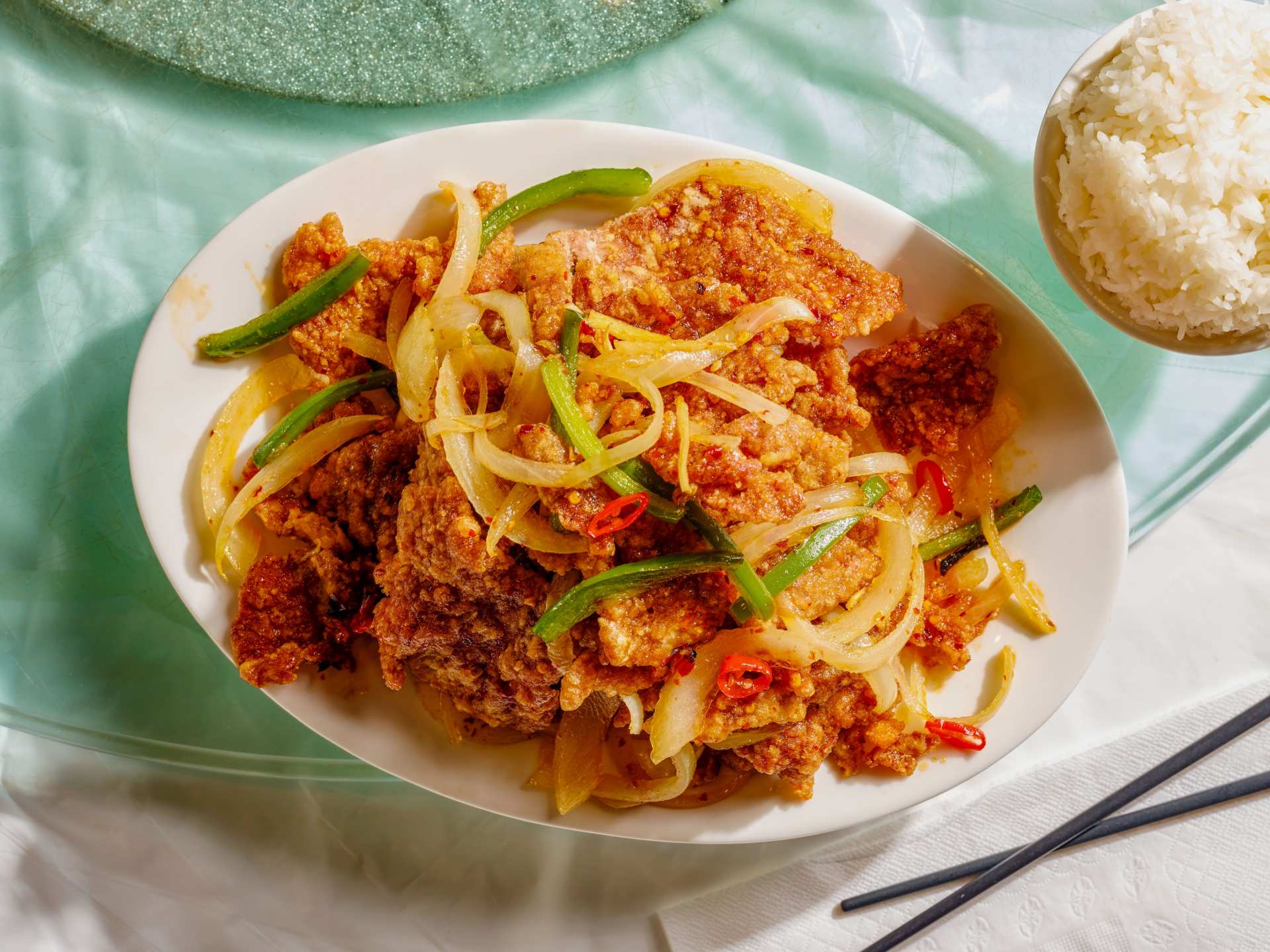 Rol San restaurant Toronto | Crispy beef in ginger spicy honey sauce