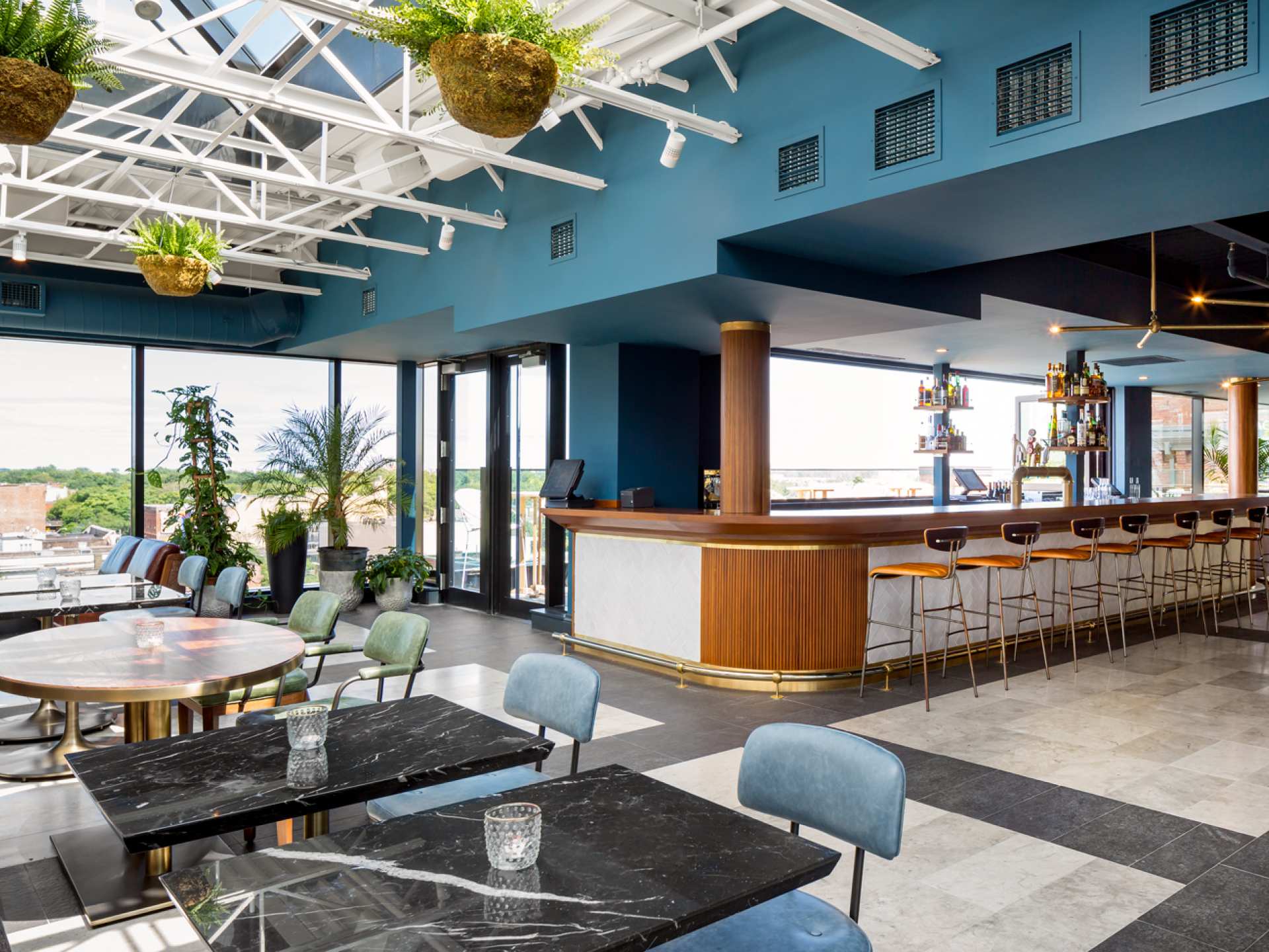 Best patios in Toronto | The bar and indoor area at The Rooftop at The Broadview Hotel