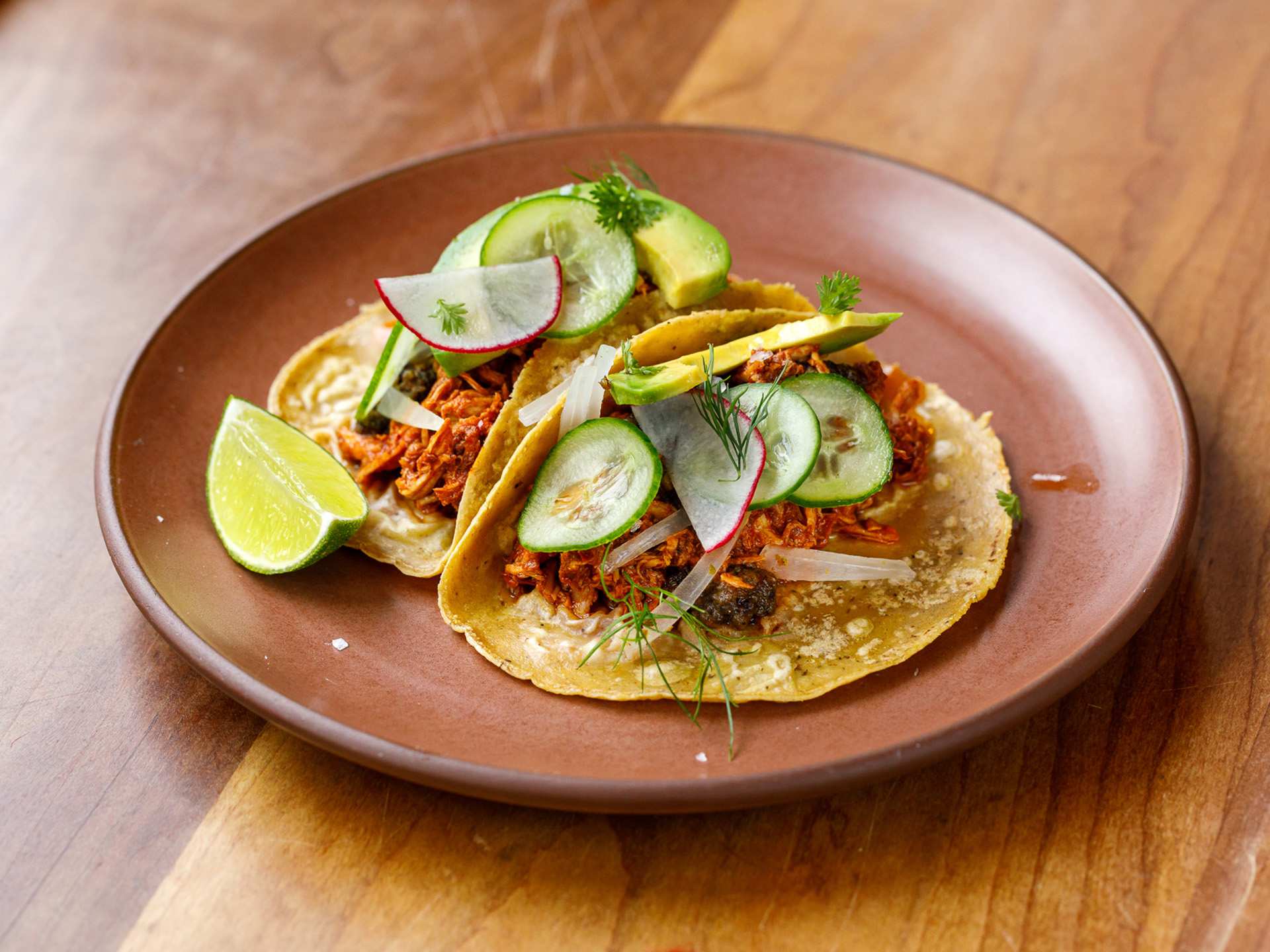 The best patios in Toronto | Chicken barbacoa tacos at El Rey in Kensington Market