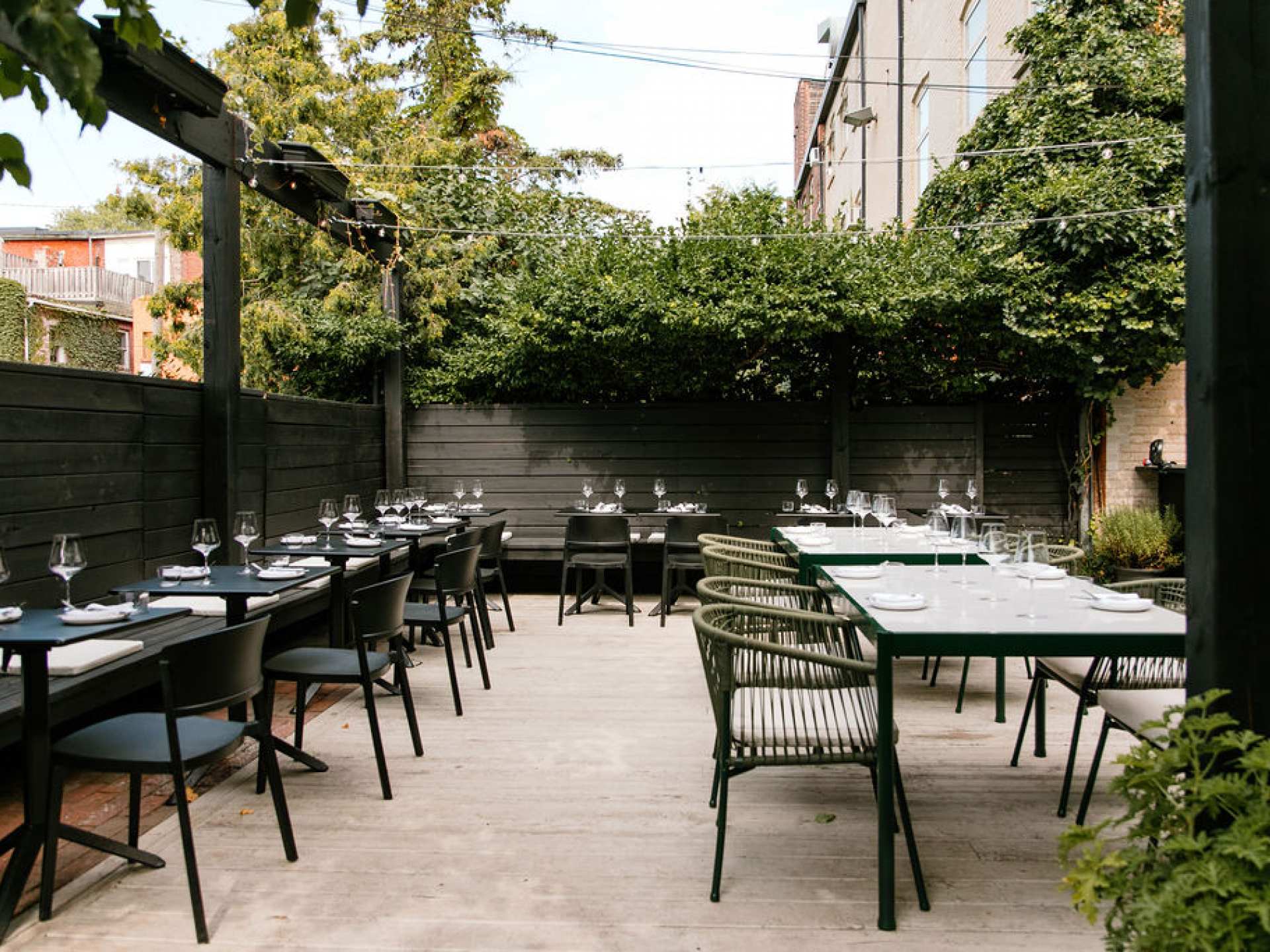 A side view of the patio at Henry's restaurant Toronto