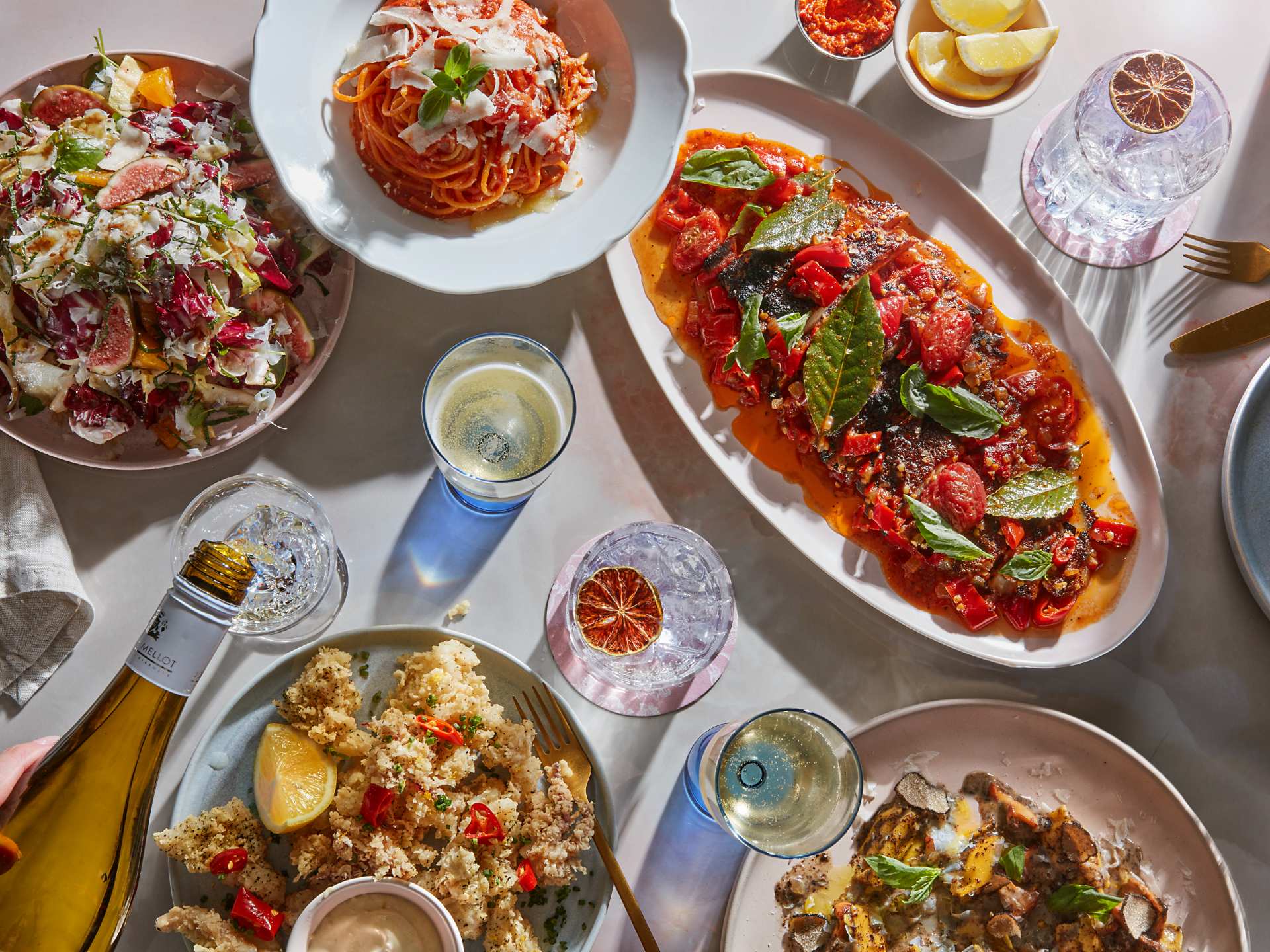 Summerlicious Toronto | A spread of dishes and drinks at Figo Toronto