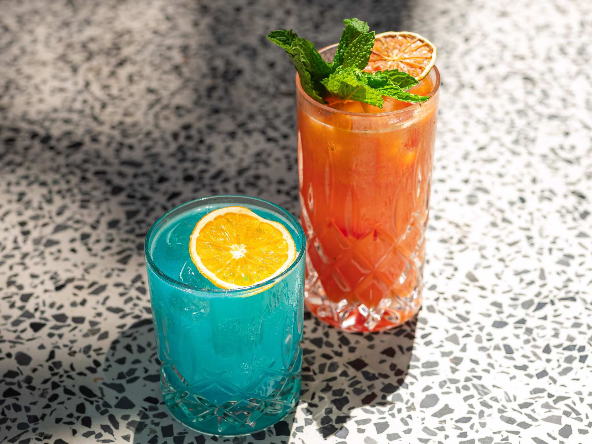 Two cocktails on the patio at Sofia Restaurant in Yorkville, Toronto Two cocktails on the patio at Sofia Restaurant in Yorkville, Toronto