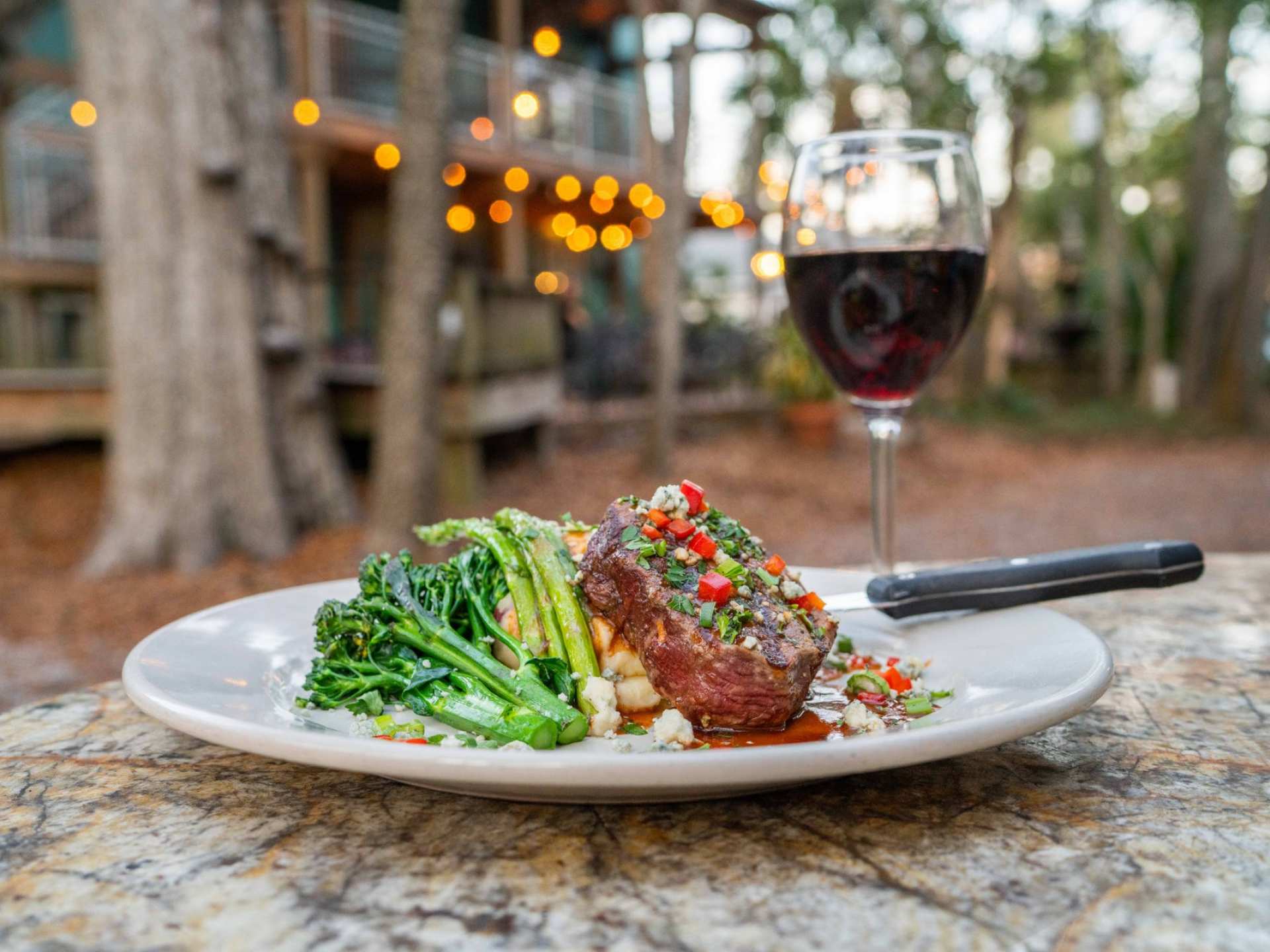 A steak and vegetable dinner on Amelia Island A steak and vegetable dinner on Amelia Island