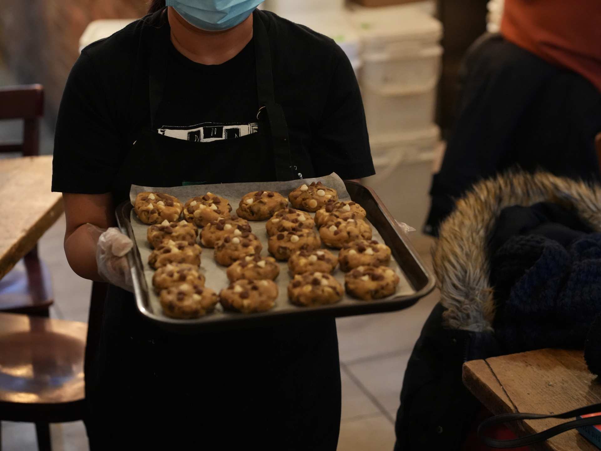 The best cafes in Toronto | A tray of cookies heading into the oven at Moonbean Coffee