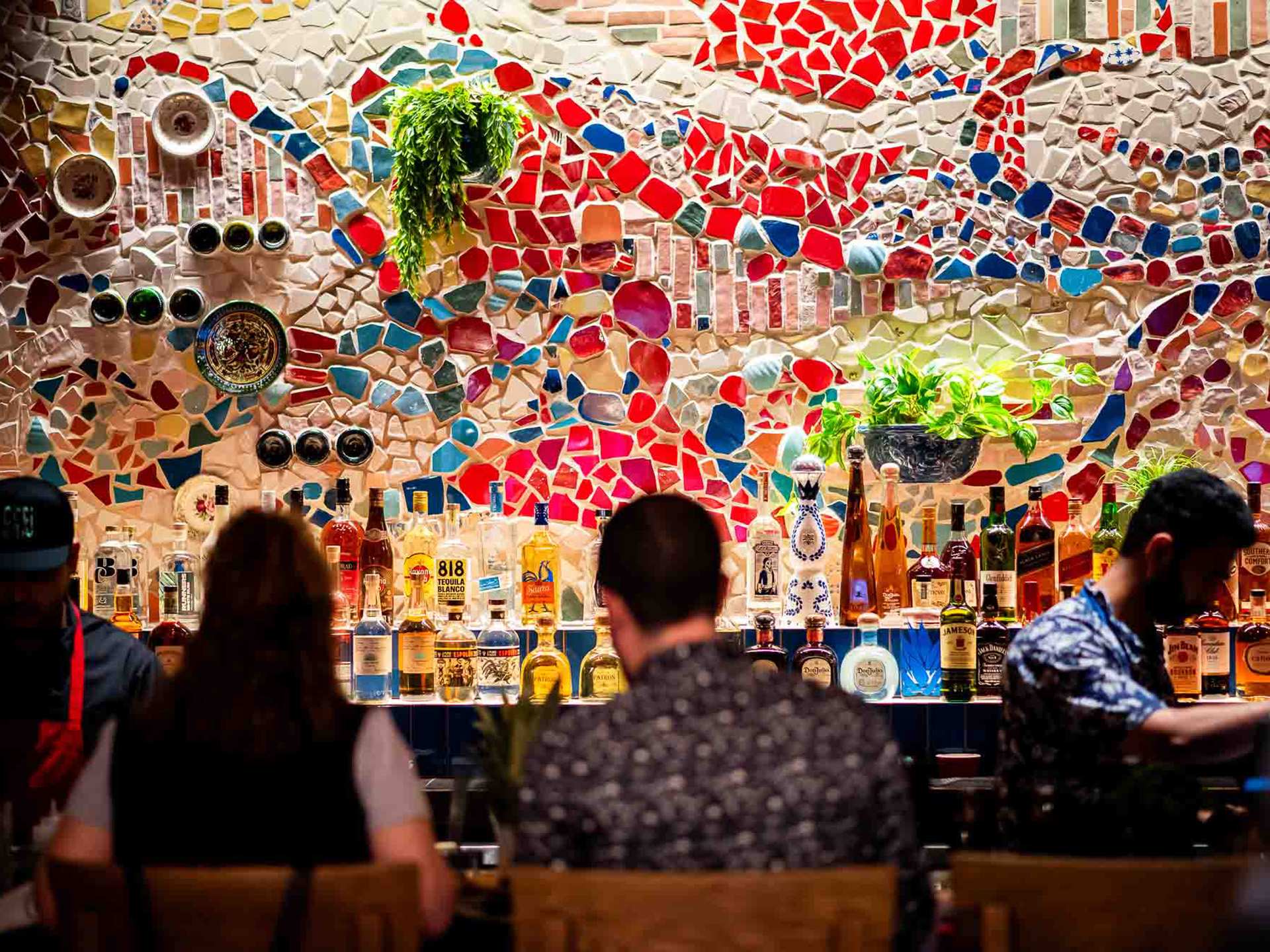 The colourful mosaic at Ceci Bar