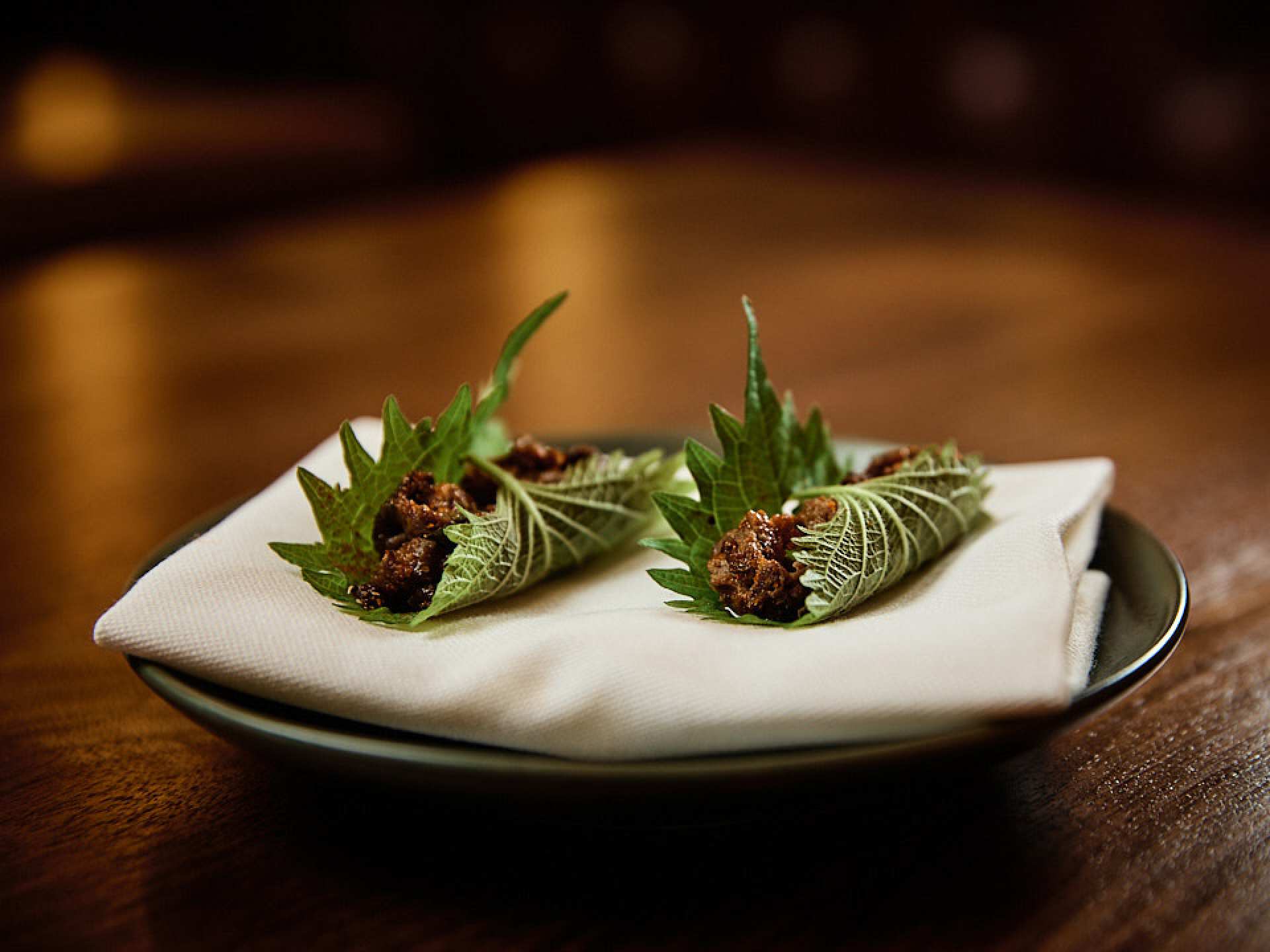 Best new restaurants Toronto | Bites wrapped in leaves at Akin restaurant in Toronto