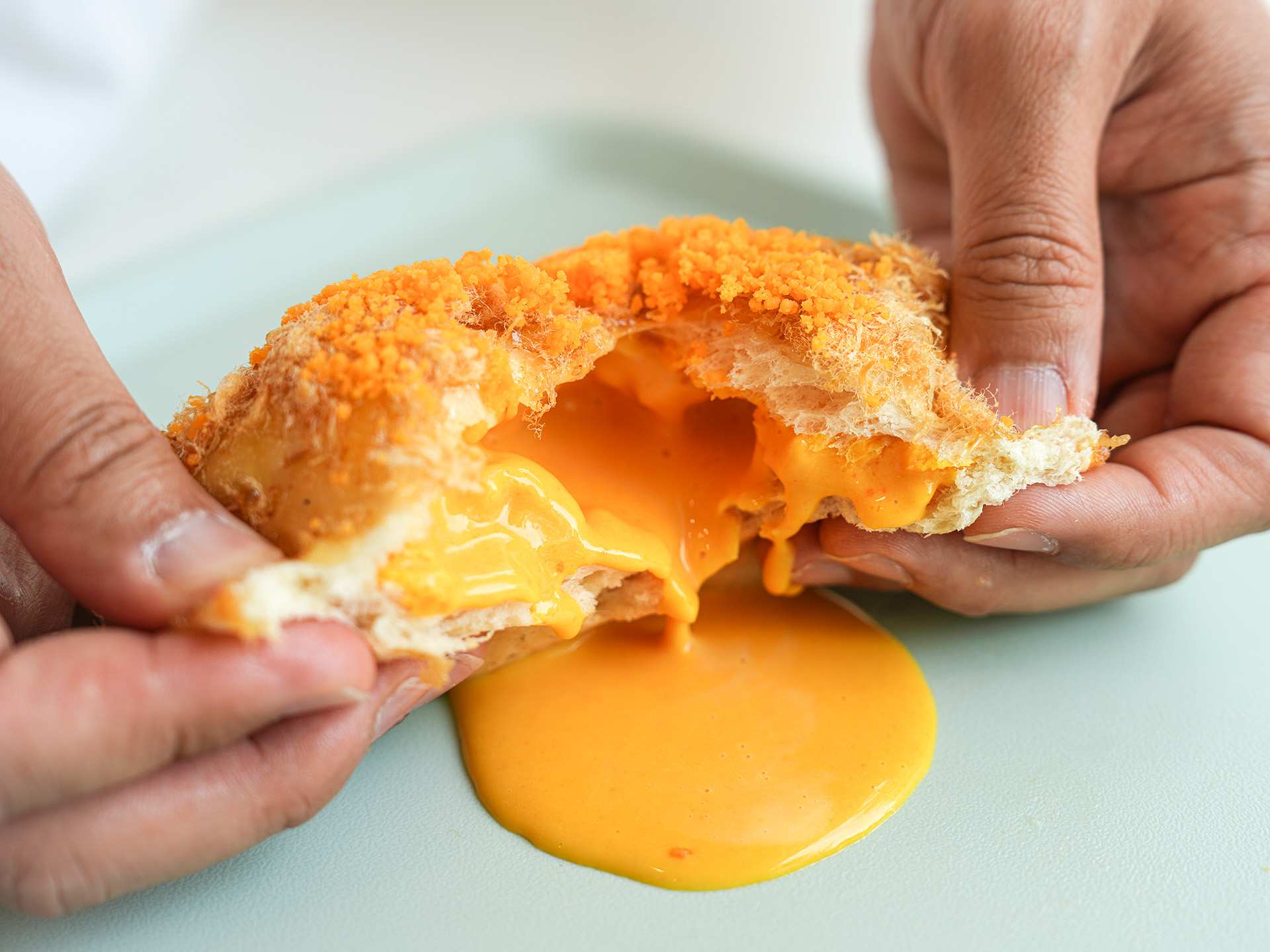 A durian croissant from Là Lá Bakeshop A durian croissant from Là Lá Bakeshop