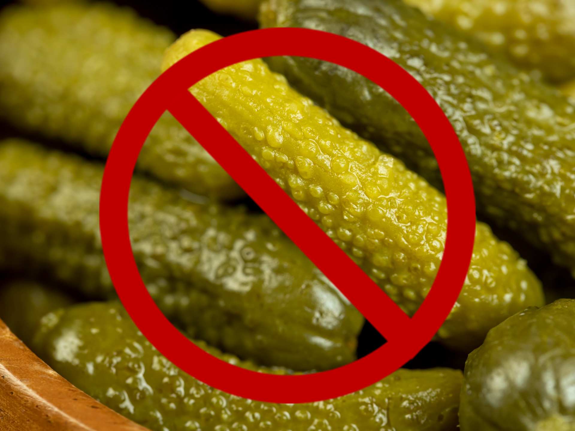 Pickles with a red circle and a line through it
