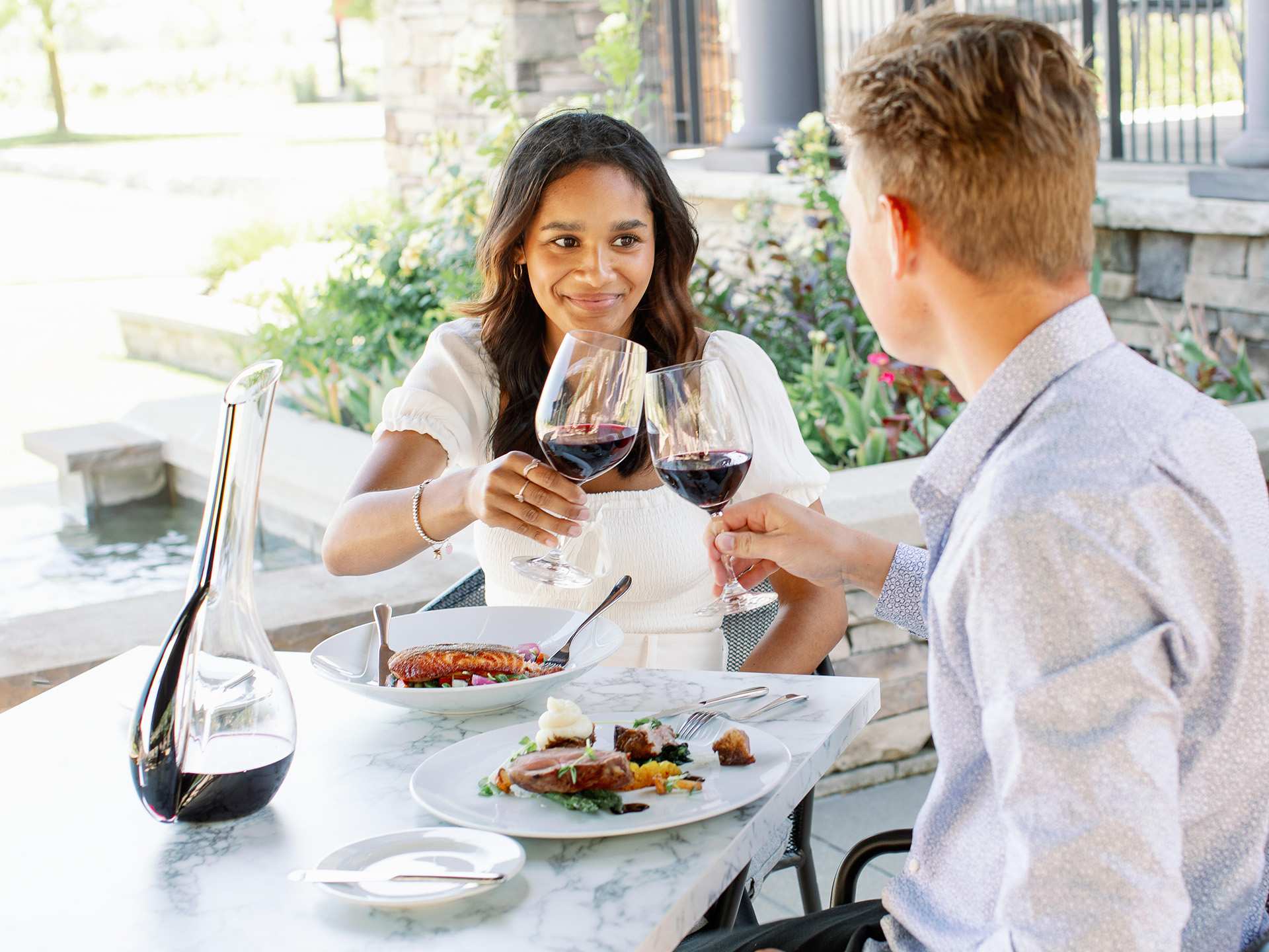 Enjoying a meal on the patio at Trius Winery and Restaurant