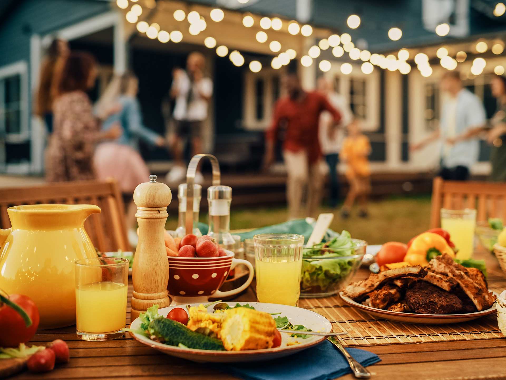 A spread at a backyard summer party