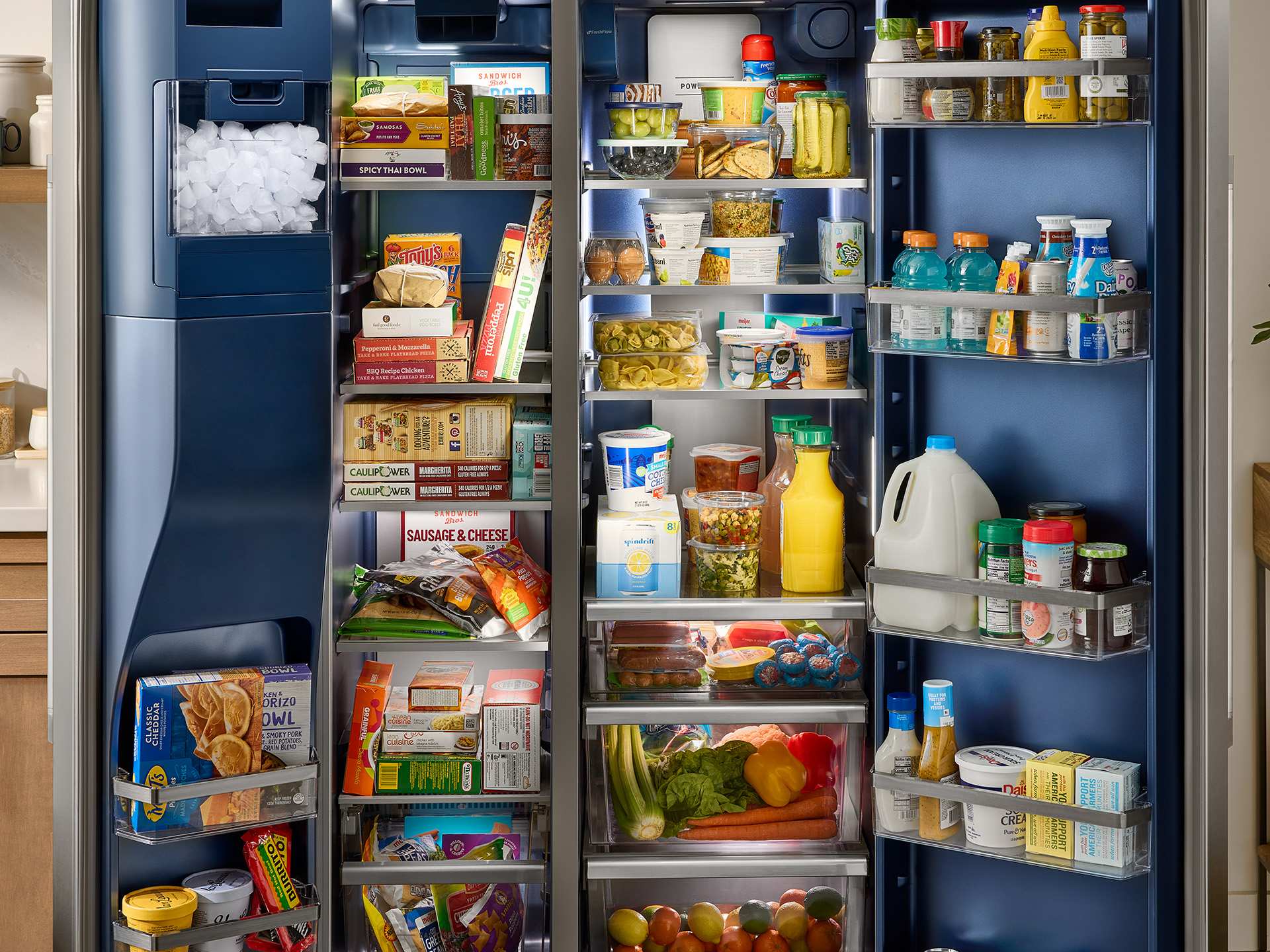 Maytag Counter-Depth Side-by-Side Refrigerator with Arctic Blue Interior Maytag Counter-Depth Side-by-Side Refrigerator with Arctic Blue Interior