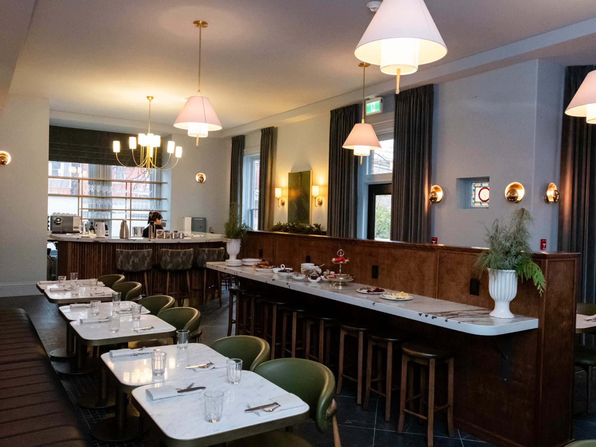 The restaurant inside The Belvedere in Kingston