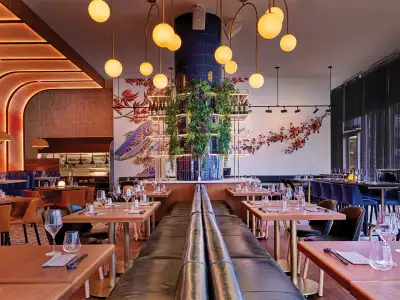 Winterlicious | Colourful fish painted on the walls at Minami restaurant in Toronto