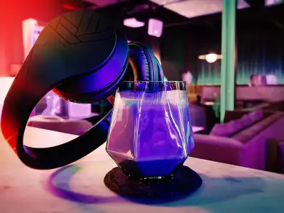 Offworld bar | The Black Hole cocktail with noise cancelling headphones at Offworld bar