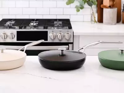The Kilne Everything Pan in black, white and green