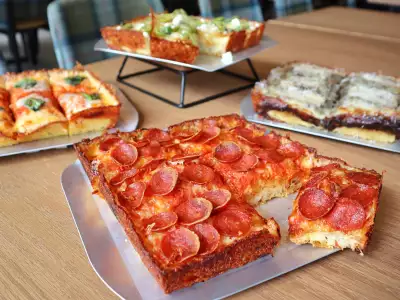 Best breweries in Toronto | Thick crust pepperoni pizza on a plate at Great Lakes Brewery