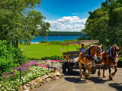 Mission Point resort | A horse and carriage at Mission Point resort on Mackinac Island