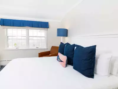 Mission Point resort | The bedroom and lake view at Mission Point resort on Mackinac Island