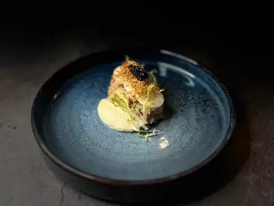 An amuse bouche with caviar from Karbs Catering & Private Events