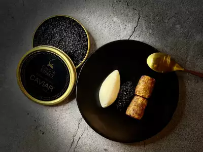 A dish with caviar from Karbs Catering & Private Events