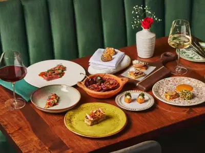 A spread of tasting menu bites at Azura on the Danforth
